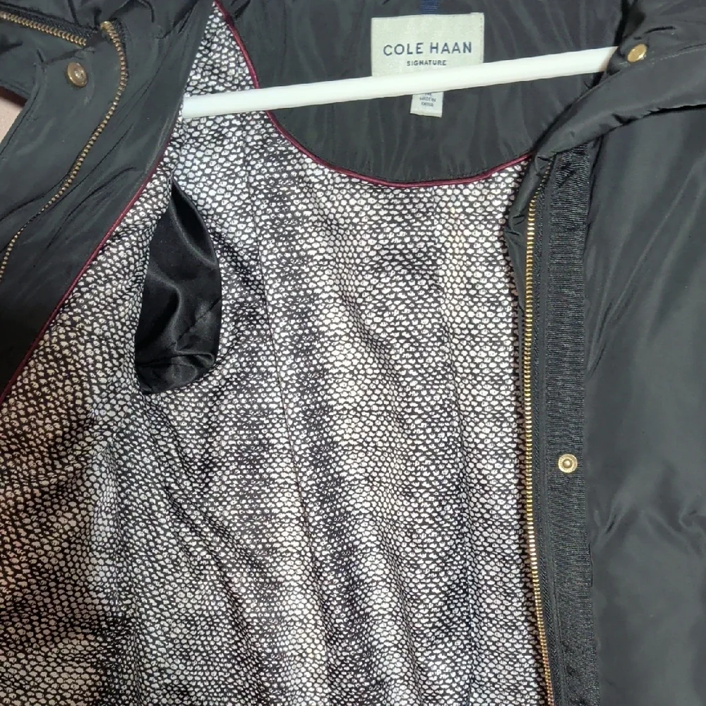 Cole Haan Women's Black Puffer Jacket with Gold Accents - Picture 7 of 10